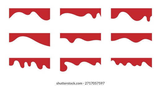 Coleção vermelha de modelos de forma de divisores. Cabeçalho separador moderno para site e aplicativo. Linhas de curva, coleção de ondas de design abstrato. eps 10