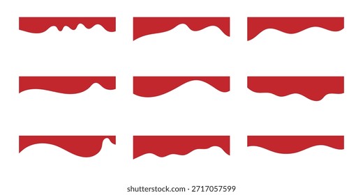Coleção vermelha de modelos de forma de divisores. Cabeçalho separador moderno para site e aplicativo. Linhas de curva, coleção de ondas de design abstrato. eps 10