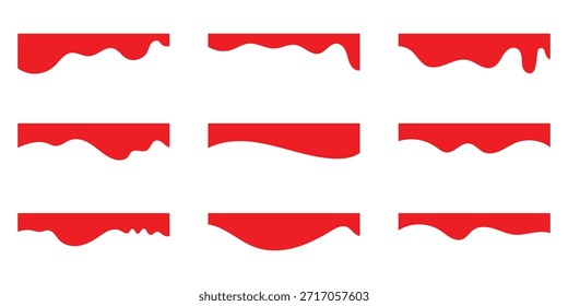 Coleção vermelha de modelos de forma de divisores. Cabeçalho separador moderno para site e aplicativo. Linhas de curva, coleção de ondas de design abstrato. eps 10