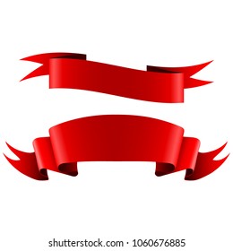 Collection of red empty ribbon banners 