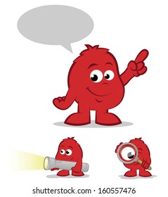 Collection of red finder cartoons with smiles/Red Character Set