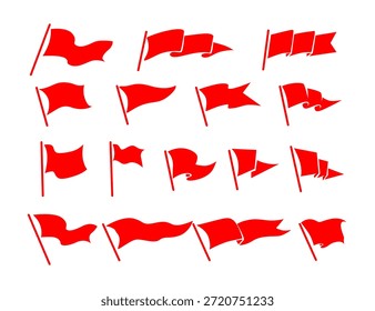 Coleção de vetores de bandeira vermelha, ilustrações de vetores editáveis.