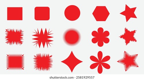 Collection of Red Geometric and Decorative Shapes Art