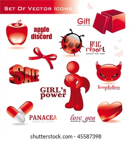 Collection of red glossy icons