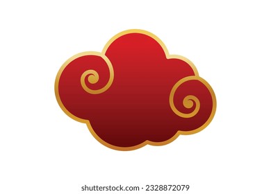 Collection of red gold china clouds isolated on white background editable Free Vector