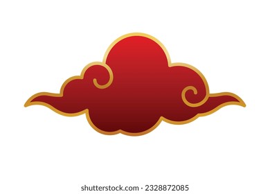 Collection of red gold china clouds isolated on white background editable Free Vector