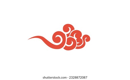 Collection of red gold china clouds isolated on white background editable Free Vector