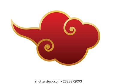 Collection of red gold china clouds isolated on white background editable Free Vector