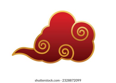 Collection of red gold china clouds isolated on white background editable Free Vector