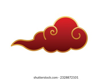 Colección de nubes de porcelana de oro rojo aisladas en un vector libre editable de fondo blanco