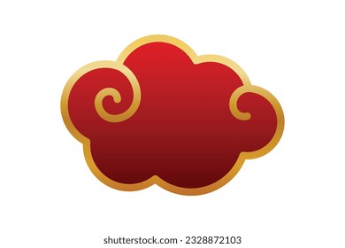 Collection of red gold china clouds isolated on white background editable Free Vector