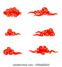 Collection of red and gold clouds. Chinese Cloud template vector