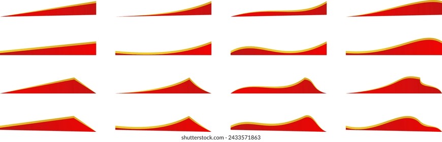 colección de ornamentos de borde de línea de oro rojo. divisor vectorial para póster, tarjeta de felicitación, folleto, banner, carta.