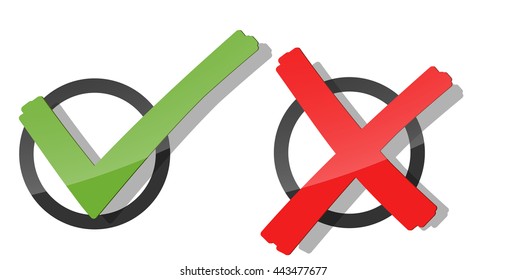 collection of red and green check marks and crosses to symbolize success
