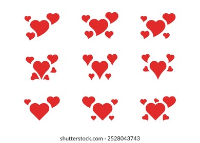 collection of red heart icons, love icon