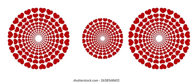 A collection of red heart illustrations. Hand-drawn hearts. Vector symbol icon illustration design.