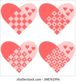 Collection of red hearts. Vector illustration