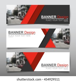 Collection red horizontal business banner set vector templates. clean modern geometric abstract background layout for website design. simple creative cover header. in rectangle