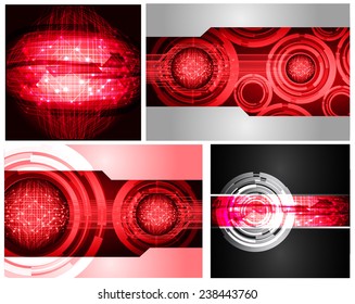 Collection red Light Abstract Technology background set for computer graphic website internet and business. text box. Brochure. card. wave. diverse, different, divers, manifold, many, various 