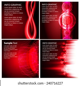 Collection red Light Abstract Technology background set for computer graphic website internet and business. text box. Brochure. card. wave. diverse, different, divers