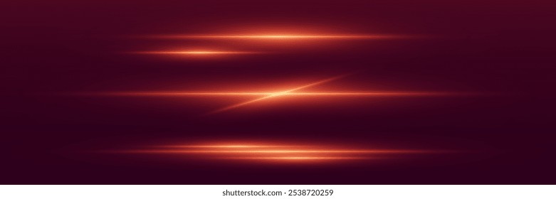 Colección de líneas y efectos de neón de luz roja. Ilustración vectorial