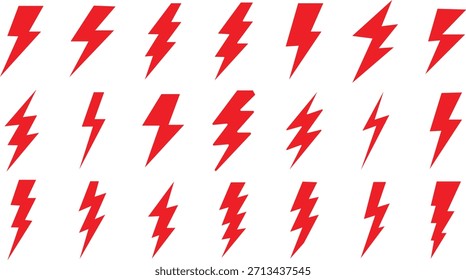 collection of red lightning bolt icons or silhouettes