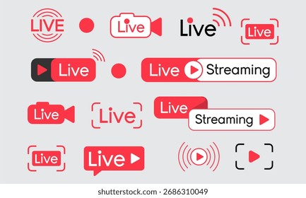 Colección de las insignias y etiquetas de transmisión en vivo de Red