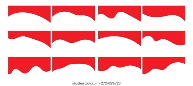 Colección de divisores de Web rojo moderno con líneas curvas abstractas. Líneas de curva, colección de onda para el Sitio web de página superior e inferior. Ilustración vectorial.