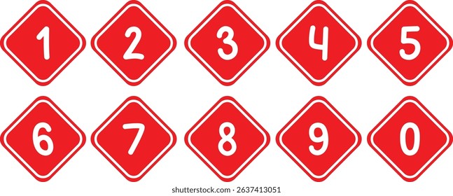 Collection Of Red Number Points From 0 to 9