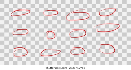 Colección de Formas ovaladas rojas sobre un fondo transparente