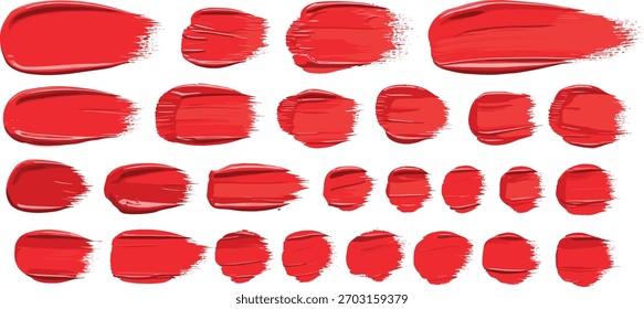 Colección de pinceladas rojas, varias Formas y tamaños, perfecto para Elementos de diseño.