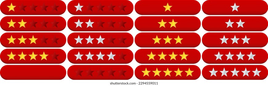 Collection of red rating cartridges with golden stars (cut out)