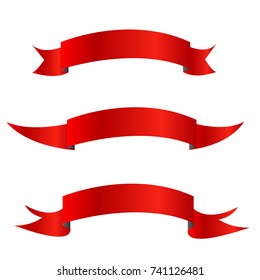 collection of Red ribbons horizontal banners flat isolated vector illustration design