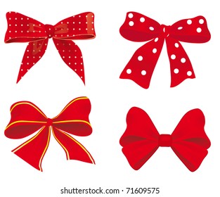 A collection of red ribbons. Vector illustration