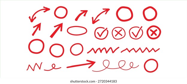 Uma coleção de números e símbolos rabiscados vermelhos, incluindo zeros, uns, setas e rabiscos em um plano de fundo branco