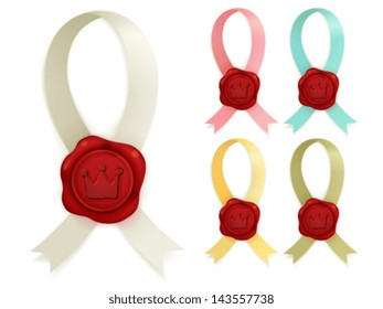 Collection of red sealing wax - Vector File EPS10