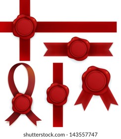 Collection of red sealing wax - Vector File EPS10