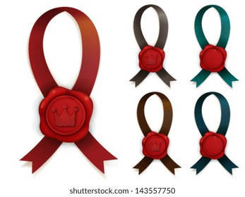 Collection of red sealing wax - Vector File EPS10