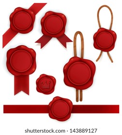 Collection of red sealing wax - Vector File EPS10