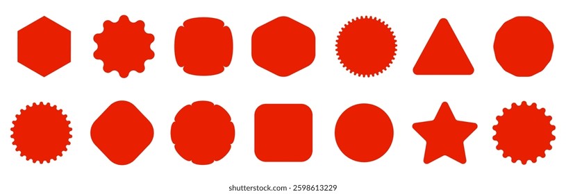 A collection of red shapes, including squares, diamonds, and stars. The shapes are all red and arranged in a grid