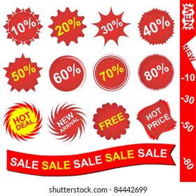 Collection of red stickers