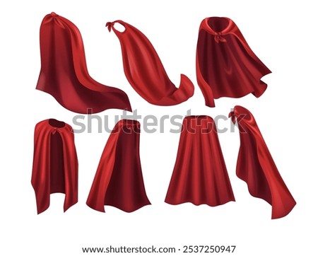 Collection Of Red Superhero Capes Perfect For Creative Projects And Design Inspiration, Highlighting Heroic Themes