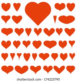 Collection of red vector hearts for your design