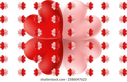 collection of red and white heart on an big heart in the background