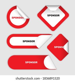 Collection of red and white sponsor stickers. - Vector.
