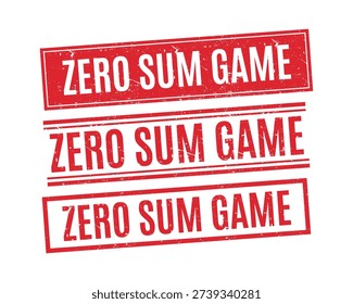 Collection of red zero sum game rubber stamps for competitive economic and game theory concepts