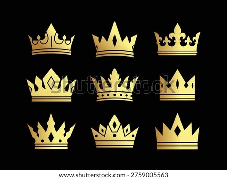 A collection of regal gold crowns