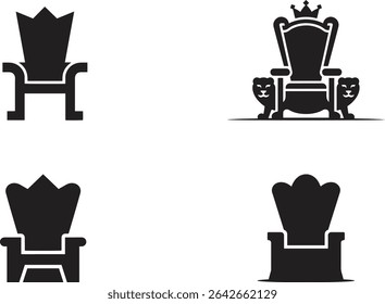 Collection of regal throne chair vector art illustration isolate on white background	