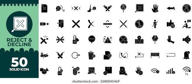 Collection of Reject And Decline Solid Icon Set