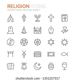 Collection of religion line icons. 48x48 Pixel Perfect. Editable stroke